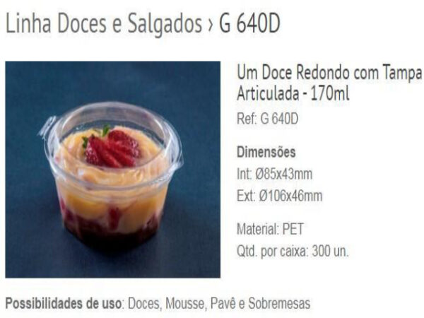 FORMA G640D DOCE REDONDO DIAMANTE 170ML